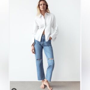 NWT ZARA Super High Rise Straight Leg Jeans, light wash 0
